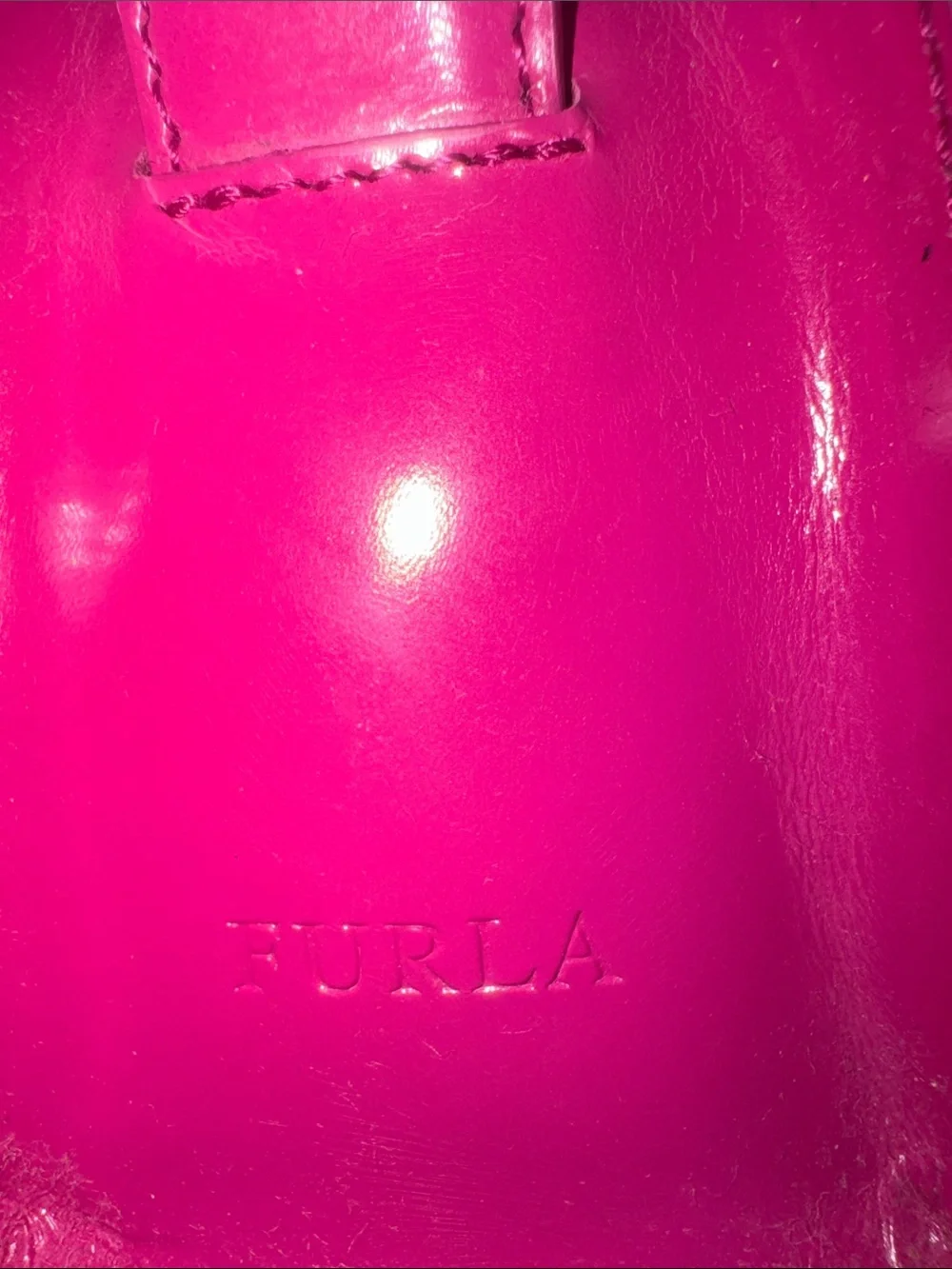 Furla Hot Barbie Pink Leather Shoulder Bag with Gold-Tone slide closure